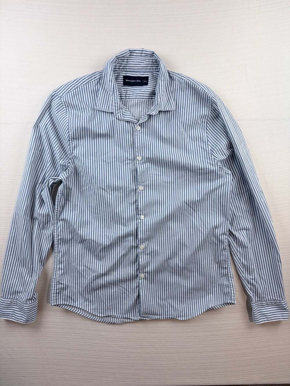 Abercrombie & Fitch Striped Button Up Shirt Size L Blue Long Sleeve